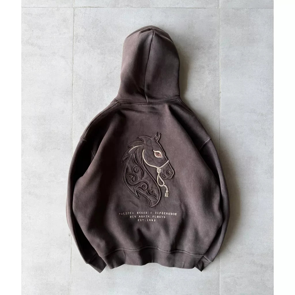 noble horse design hoodie, white color