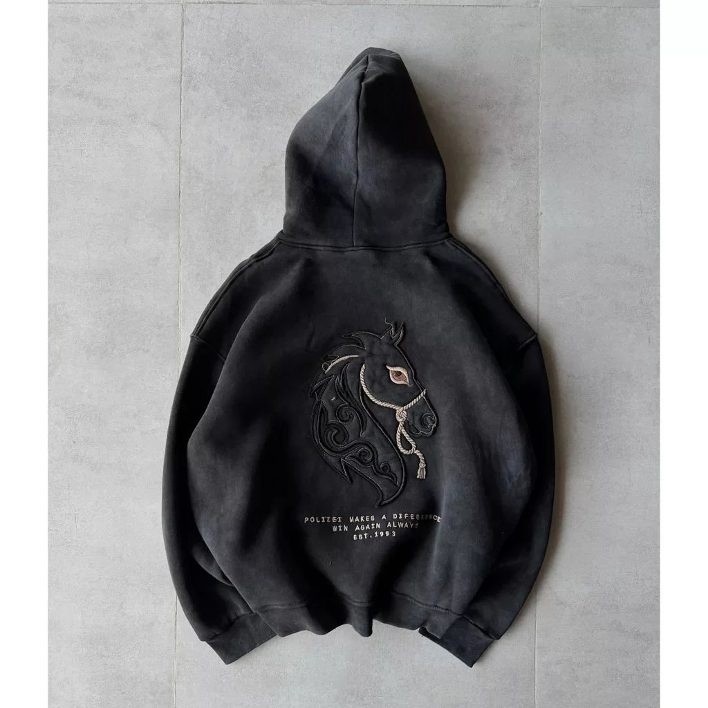 noble horse design hoodie, white color