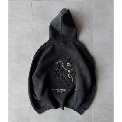noble horse design hoodie, white color