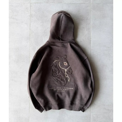 noble horse design hoodie, white color