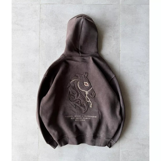 noble horse design hoodie, white color